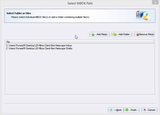 Select folder or files