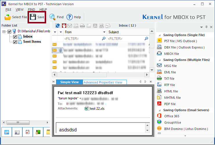 Add folder containing the Opera Mail .mbs files