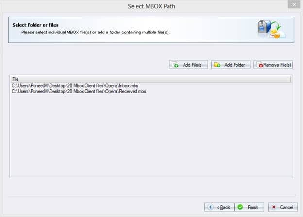 Select folder or files