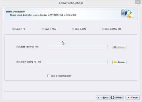 Save in existing PST file