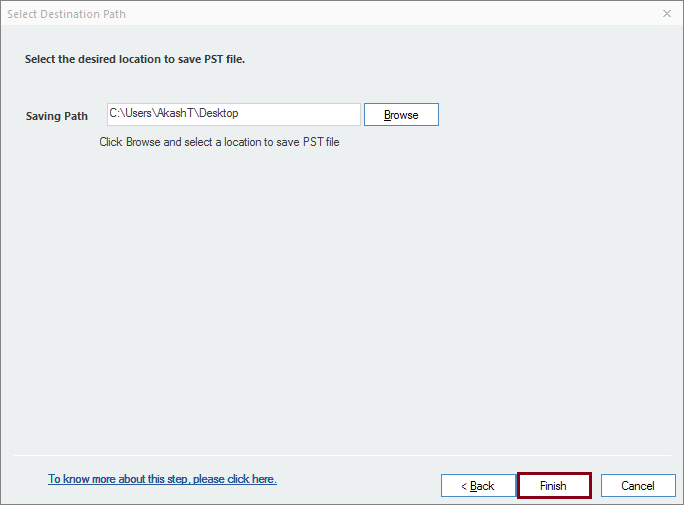 Click finish to execute conversion process