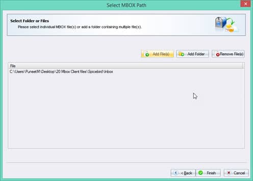 Select folder and files