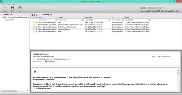 Detailed information of MBOX files