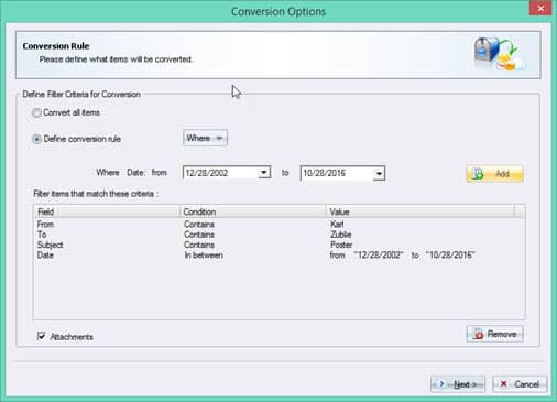 Define filter criteria