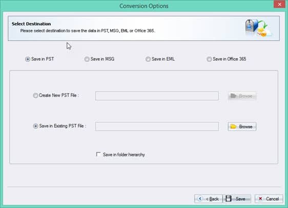 Save in existing PST file