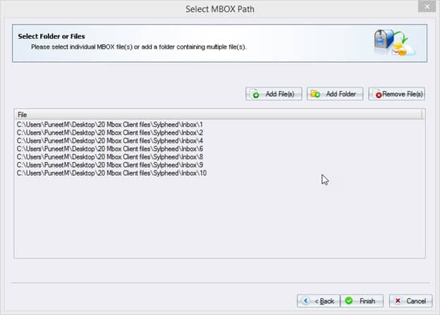 Select folder or files