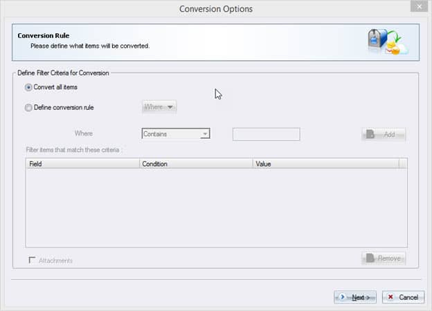 Conversion options