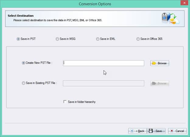 Select ‘Save in PST’ option