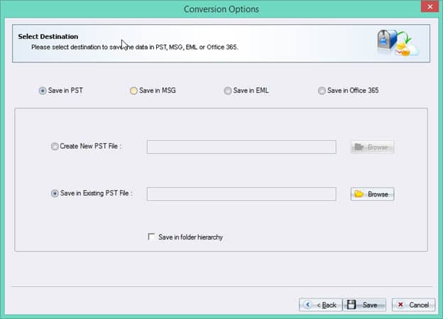 Save in existing PST file