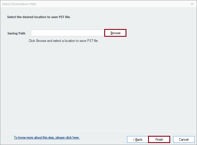 Select PST as a saving option