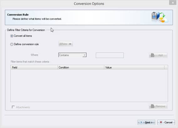 Conversion options