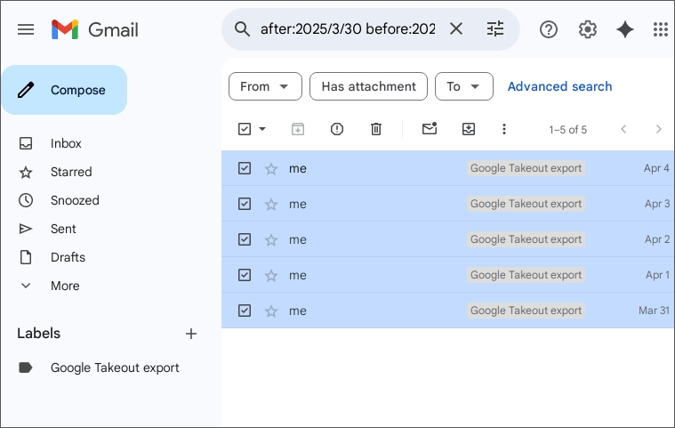 Move searched emails to label