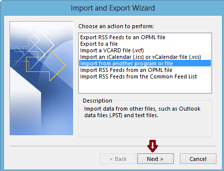 Click Import from another program or file