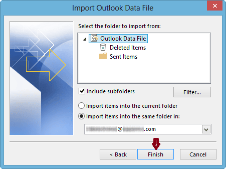 Select the folder that you want to import
