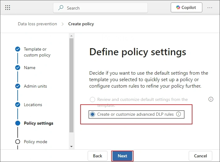 define policy settings