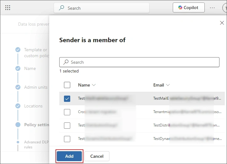 select sender