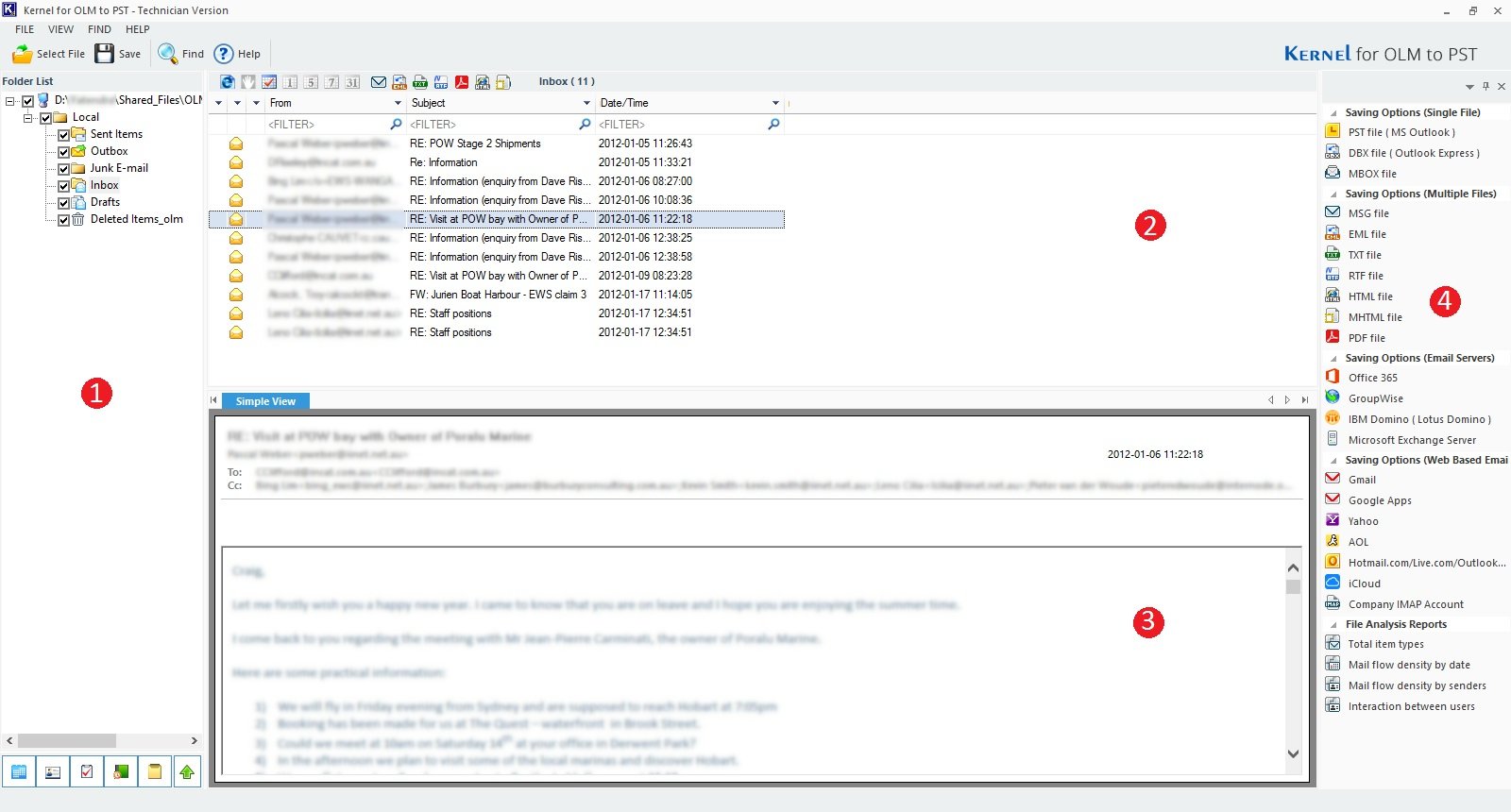 Select format of output file