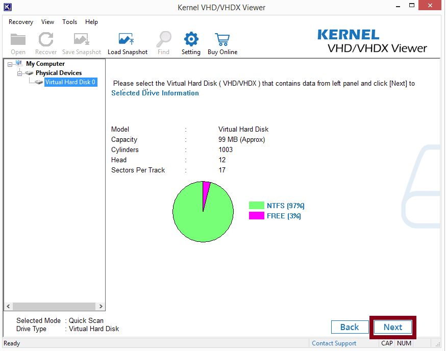 Select the virtual hard disk