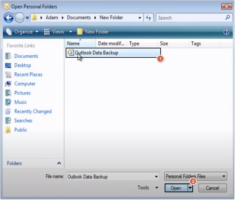 select pst file