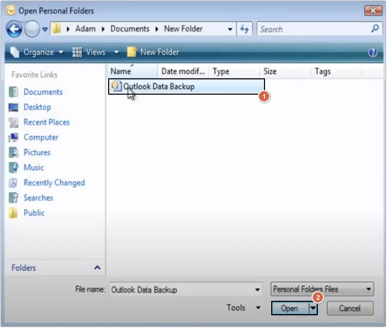 select pst file