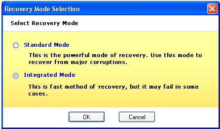 Select the Recovery mode, Integrated Mode