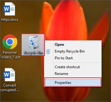 adjust recycle bin properties