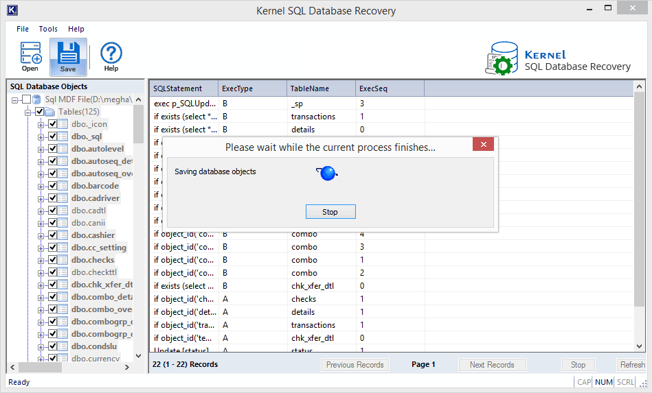 Object saving process started