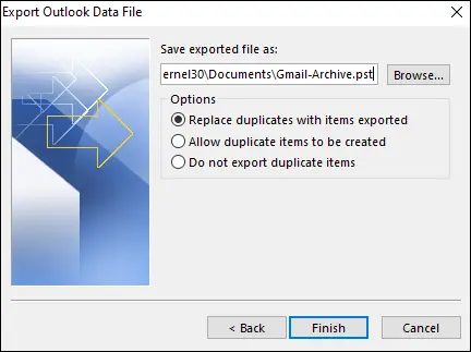 Save to PST file