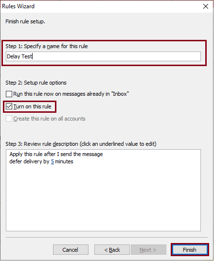 Turn on this rule checkbox