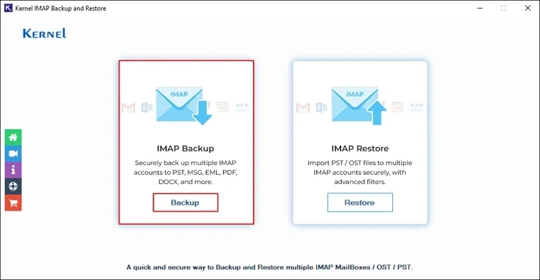 Select backup option from the tool