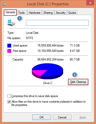select disk cleanup