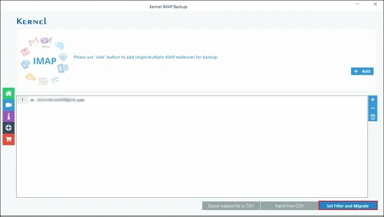 Click on set filter and migrate