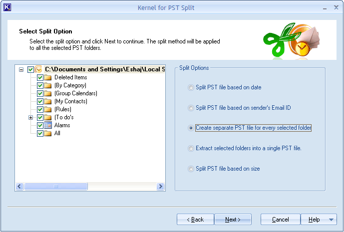 Split PST file based on date