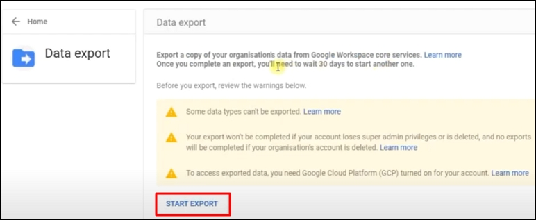 Click Start Export