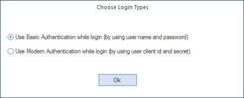 Choose method to login to the account