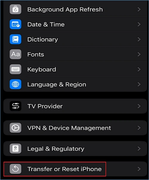 Click on General in setting