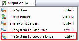Select File System to Google Drive
