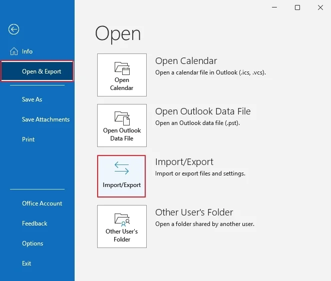 Select Import/Export option