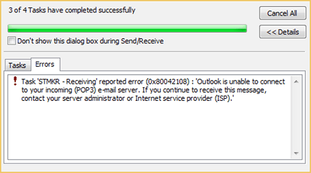 0x80042108 Error in MS Outlook