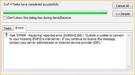 0x80042108 Error in MS Outlook