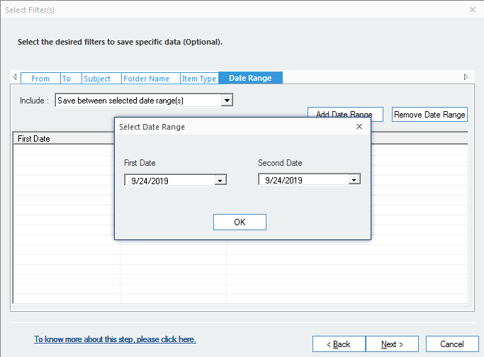 Provide a date range to migrate MBOX data within that range.