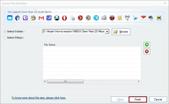 add MBOX files or folder in the software