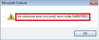 Fix 0x80070002 Outlook Error