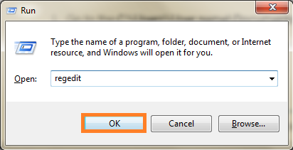 type regedit in the run box