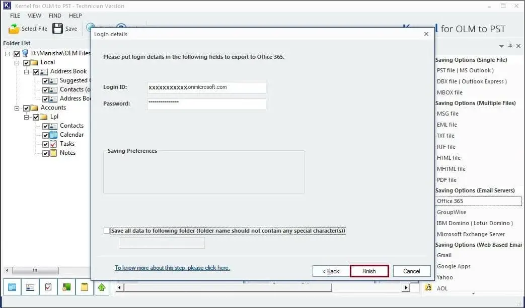 Entering your Office 365 credentials