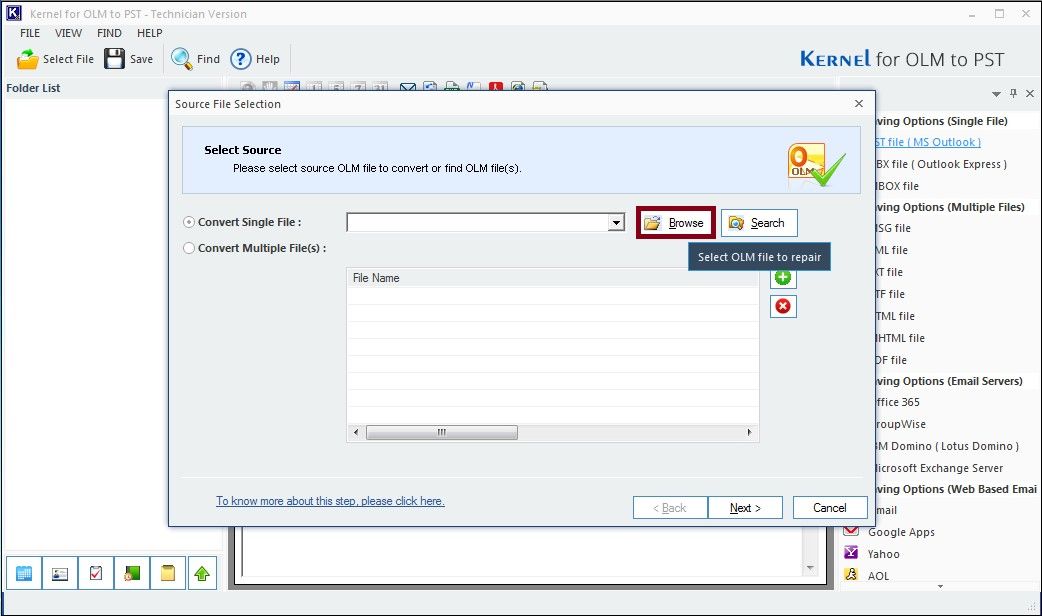 Selecting single or multiple files