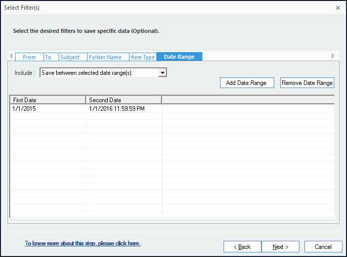 Filtration of data as per the selected date range