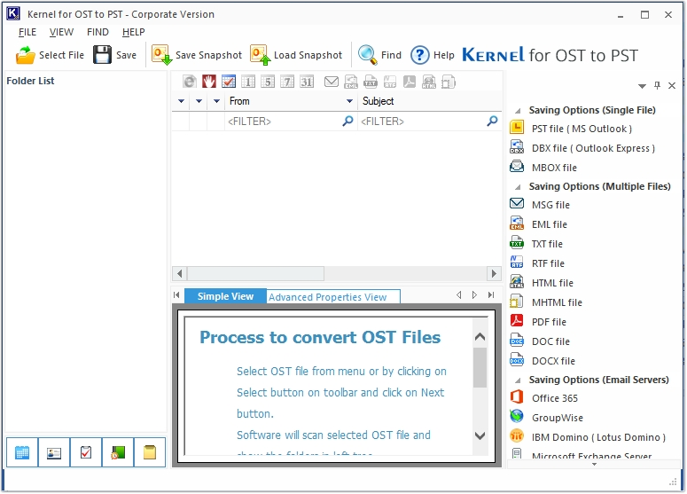 Home page of the OST to PST Conversion tool