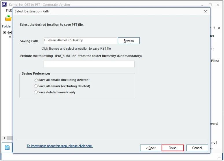 Saving emails in EML files