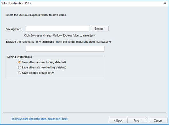 Outlook Express (DBX)options for saving OST file